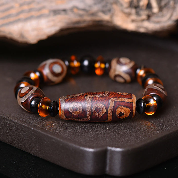 Buddha Stonesチベット レトロ 天然 九眼 ビーズ 祝福 ブレスレット
