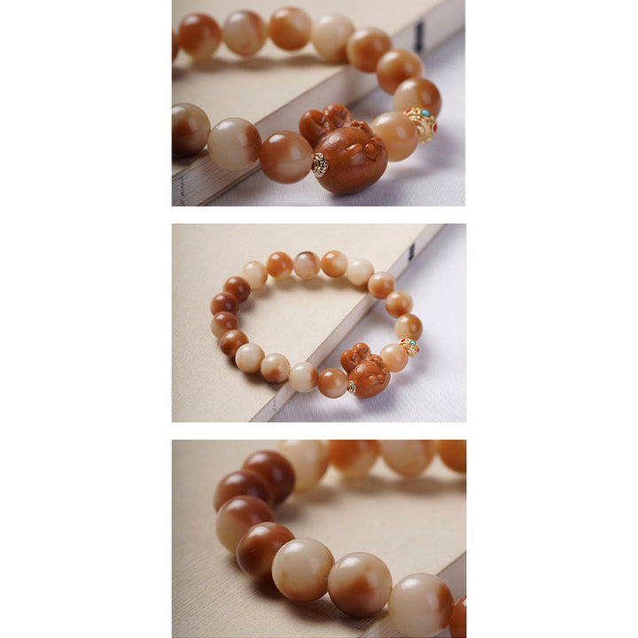 天然Buddha Stones愛らしいウサギの平和ブレスレット