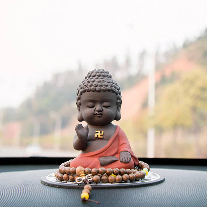 Buddha Stones小さな仏像 セレニティ 紫粘土 ホームデスクデコレーション
