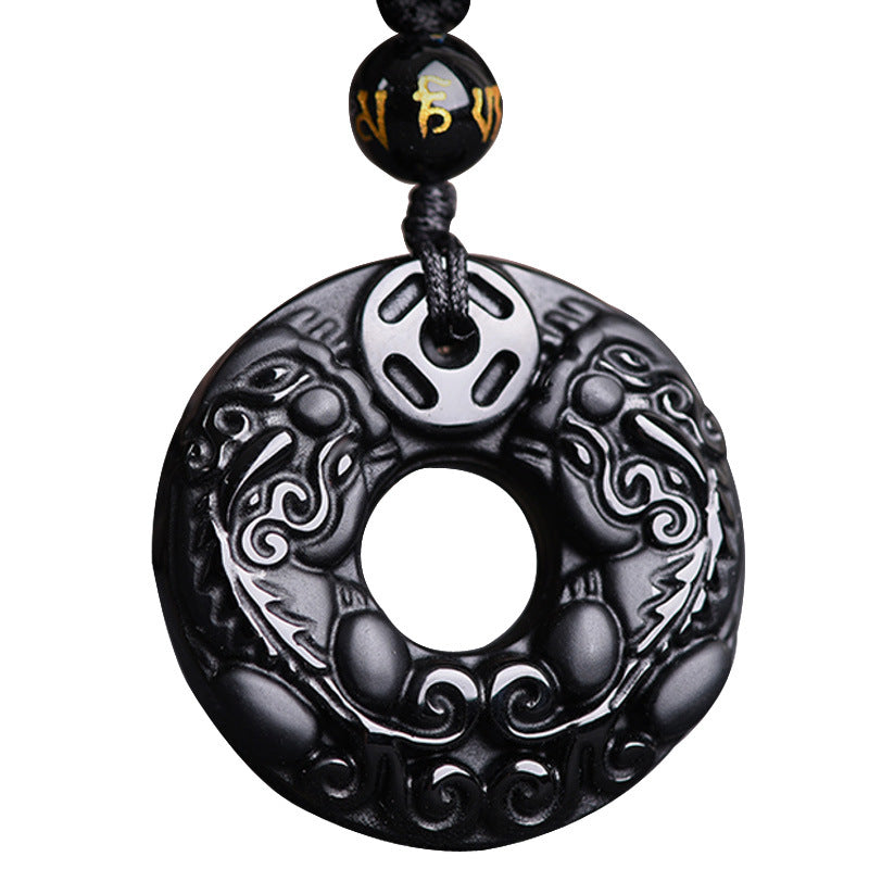 Buddha StonesPiXiu黒曜石富のペンダントネックレス - image 4
