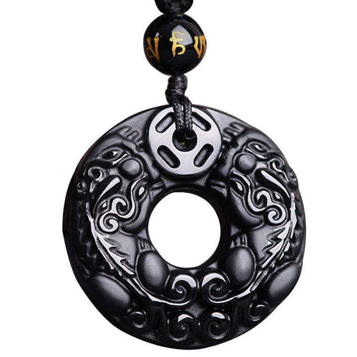 Buddha StonesPiXiu黒曜石富のペンダントネックレス - image 4