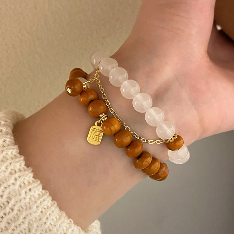Buddha Stones白檀 キャッツアイ 福 キャラクター チャーム 守護 ブレスレット