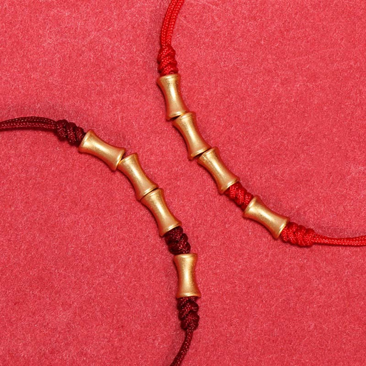 Buddha Stones925 スターリングシルバー 竹デザイン 守護幸運 編み込みブレスレット