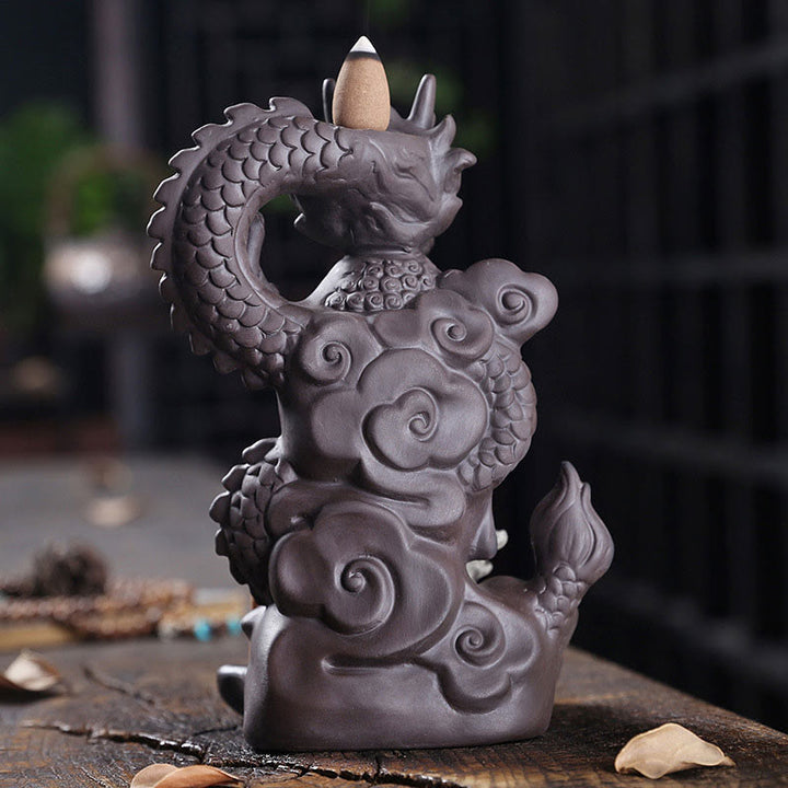 Buddha Stones龍仏 縁起の良い雲 紫粘土 癒しの香炉 装飾
