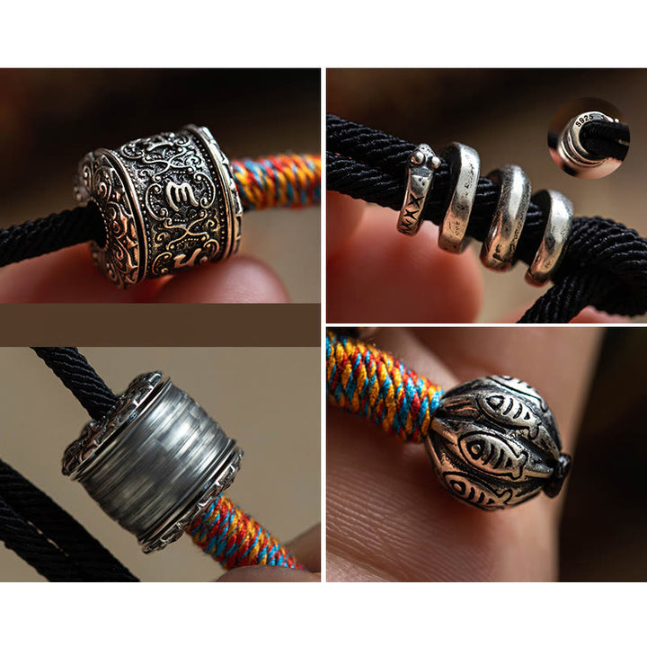 Buddha Stonesチベットのオーム・マニ・パドメ・フム彫刻お守りダブルラップブレスレット