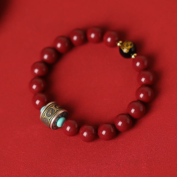Buddha Stones925スターリングシルバー十二支誕生仏辰砂オーム・マニ・パドメ・フムカームブレスレット