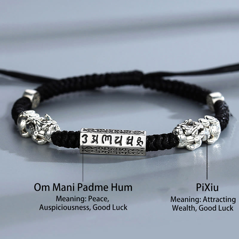 Buddha Stonesダブル貔貅 風水 銅貨オーム・マニ・パドメ・フム紐ブレスレット - image 3