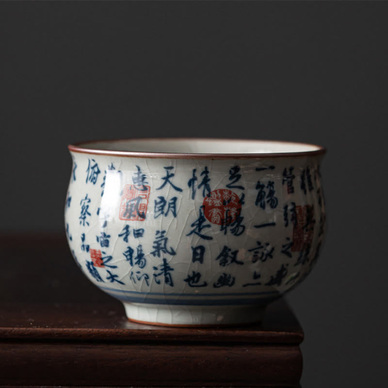 Buddha Stones、山水、蓮、蘭、亭、集いの陶器のティーカップ、カンフーティーカップ