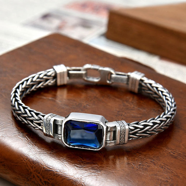 Buddha Stonesレトロブルーアクリル ドラゴンキール編みデザイン ヒーリング ウェルスバックルブレスレット