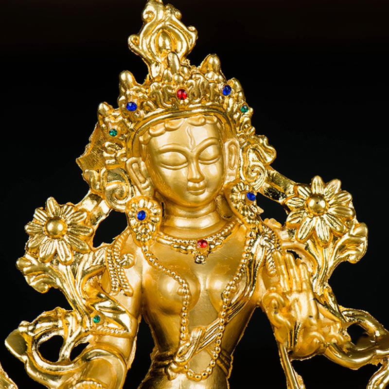 Buddha Stones菩薩白多羅菩薩希望守護金メッキ像装飾 - image 8