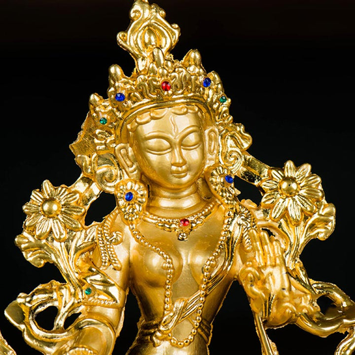 Buddha Stones菩薩白多羅菩薩希望守護金メッキ像装飾 - image 8