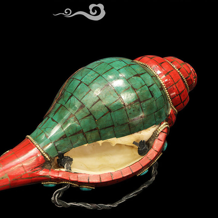 チベットの手作りシャンカオーム・マニ・パドメ・フム仏法螺貝幸運の装飾 - image 8