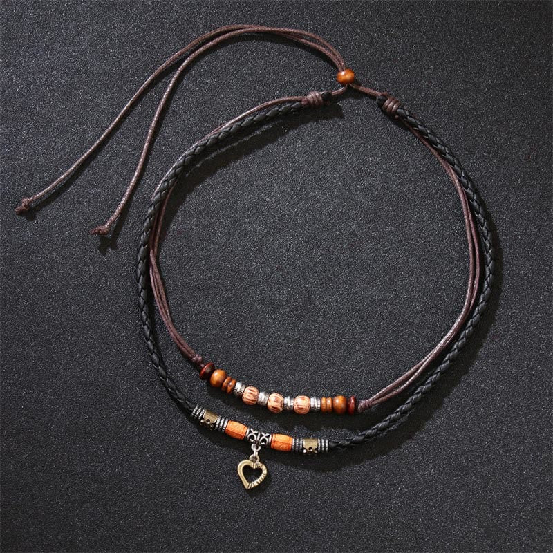 Buddha Stonesラブハート柄ビーズヒーリングネックレスペンダントブレスレット