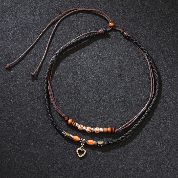 Buddha Stonesラブハート柄ビーズヒーリングネックレスペンダントブレスレット