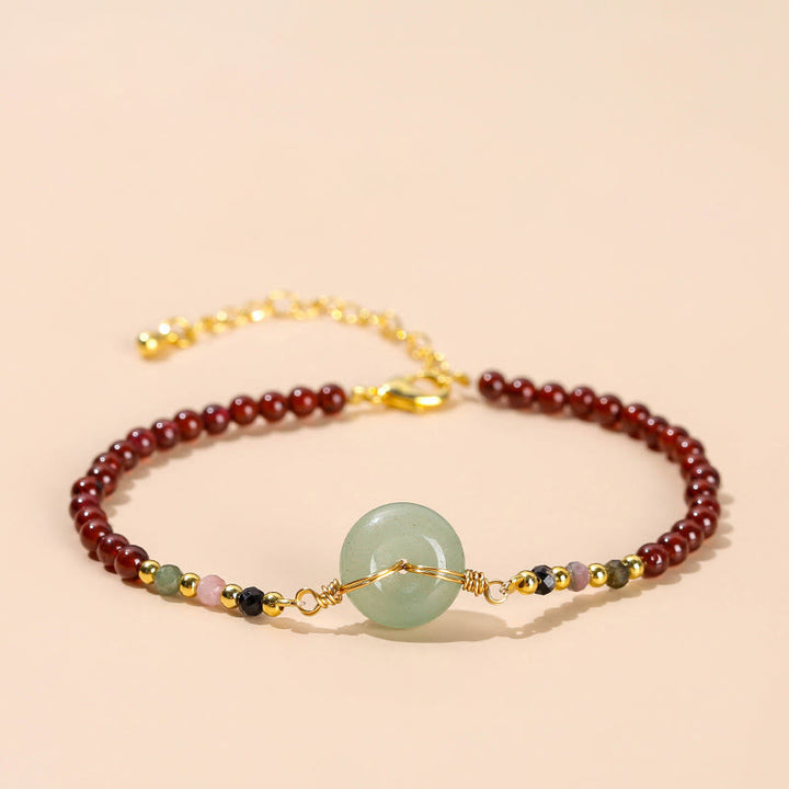Buddha Stones天然ガーネットピースバックルビーズカームブレスレット