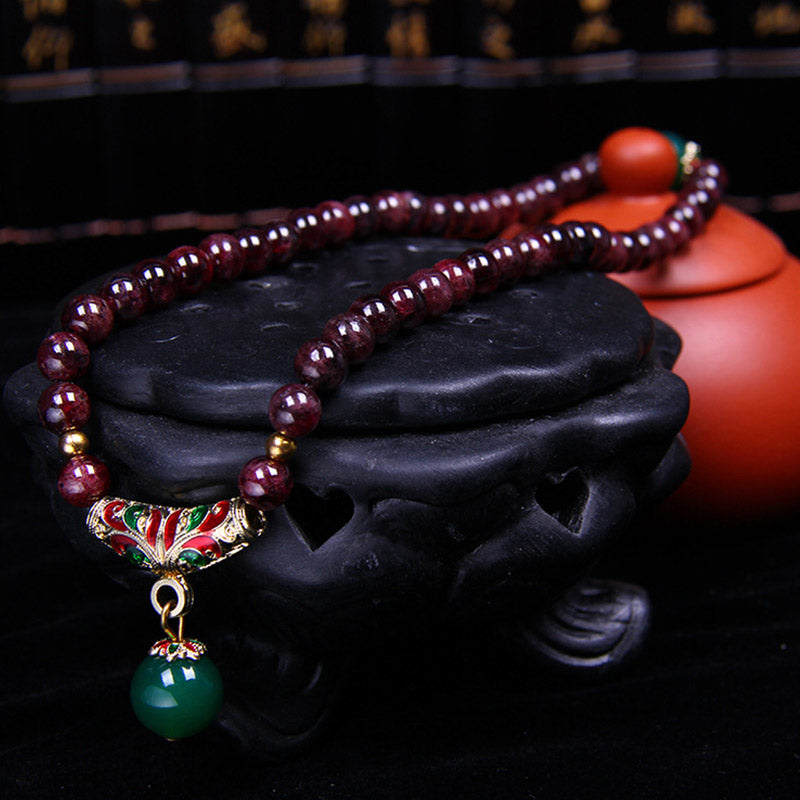 Buddha Stones天然ガーネット祝福ブレスレット