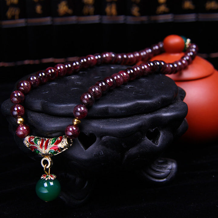 Buddha Stones天然ガーネット祝福ブレスレット