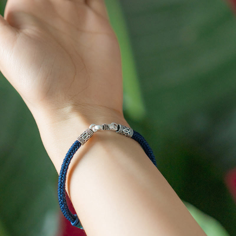 Buddha Stonesハンドメイド925スターリングシルバーチベットオーム・マニ・パドメ・フムピュリティ編みブレスレット - image 11