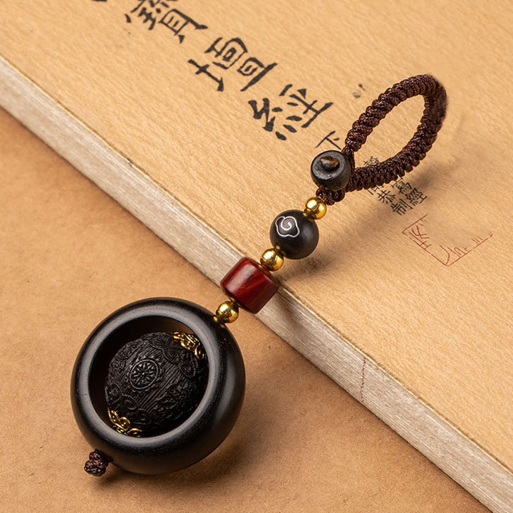 Buddha Stonesチベット小葉紫檀幸運 守護 回転飾り - 黒檀と縁起の良い - image 20