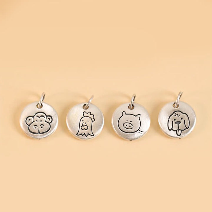 Buddha Stonesハンドメイド999スターリングシルバードラゴン年かわいい中国の十二支幸運編みブレスレット