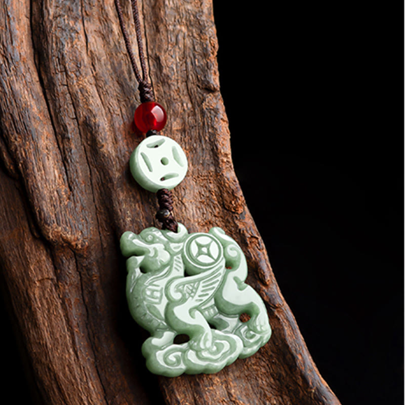 Buddha Stones天然翡翠 麒麟 繁栄の電話掛け飾り