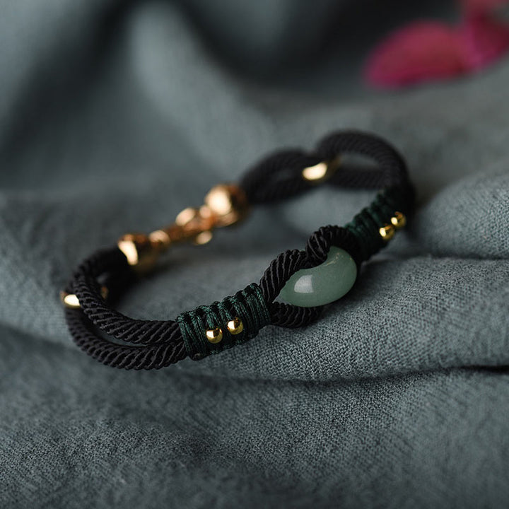 Buddha Stonesチベット翡翠幸運黒ロープカップルブレスレット