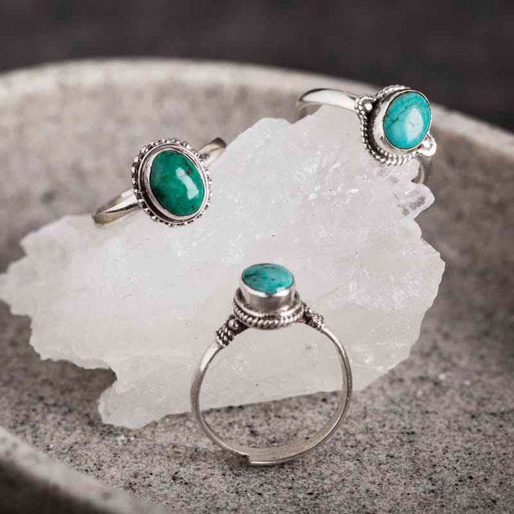 Buddha Stones925スターリングシルバー ターコイズ ウィズダムラブリング