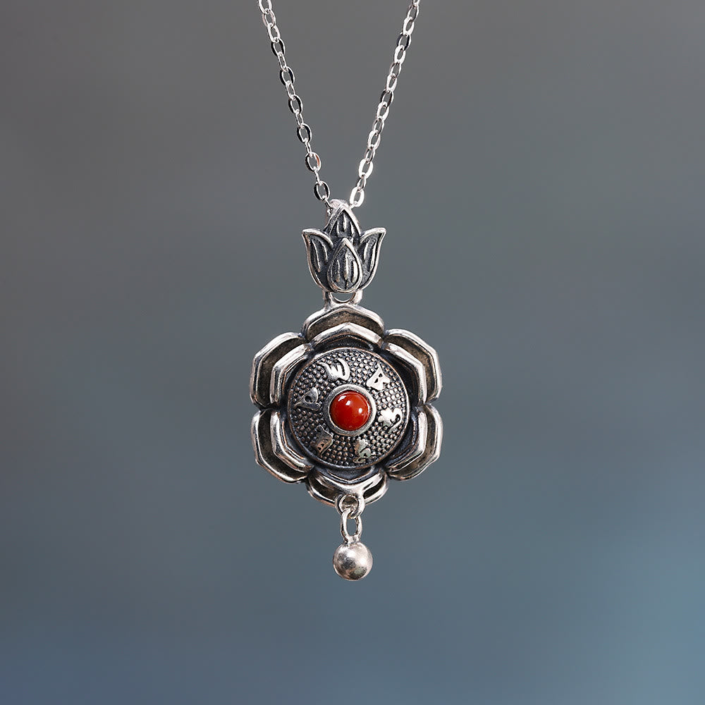 Buddha Stones925スターリングシルバーオーム・マニ・パドメ・フムフム ロータスピースネックレス ペンダント イヤリング - image 2
