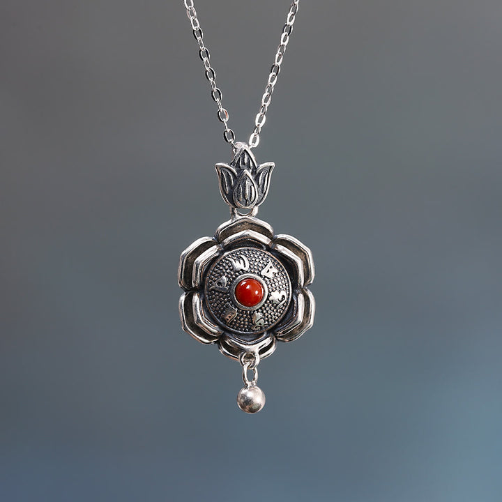 Buddha Stones925スターリングシルバーオーム・マニ・パドメ・フムフム ロータスピースネックレス ペンダント イヤリング - image 2