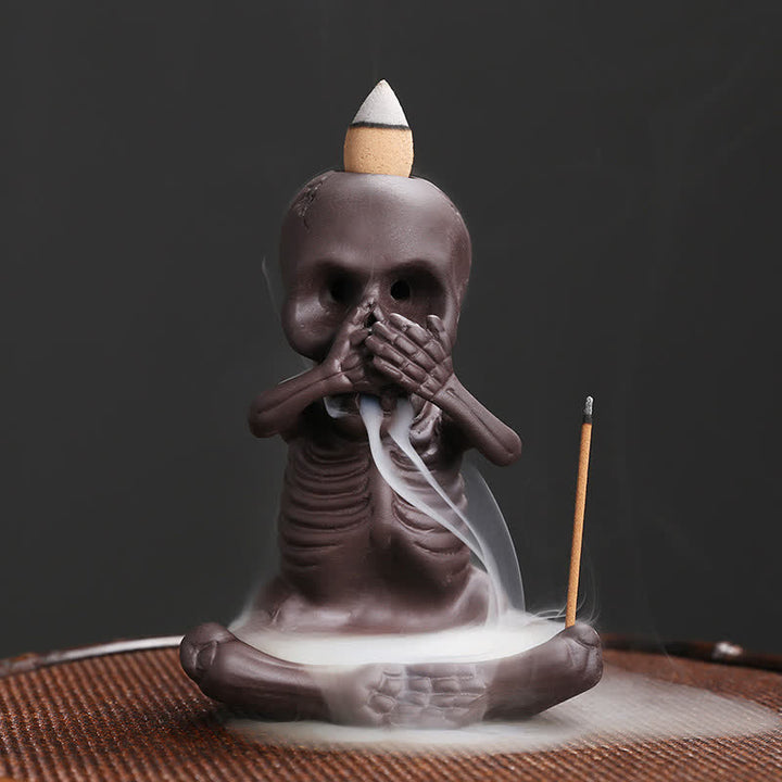 Buddha Stones小さな頭蓋骨 ゴースト 紫粘土 逆流煙噴水 平和香炉 装飾