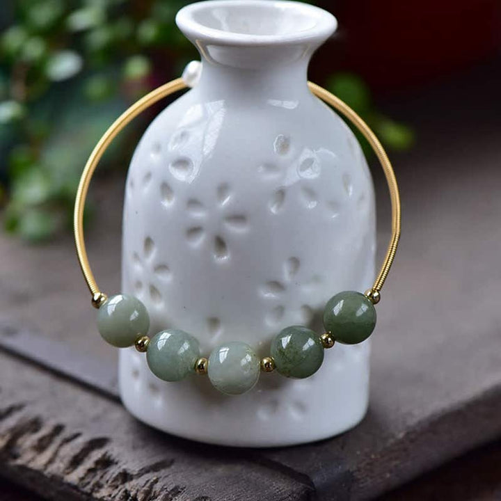 Buddha Stones翡翠の豊穣の幸運の祝福ブレスレットバングル