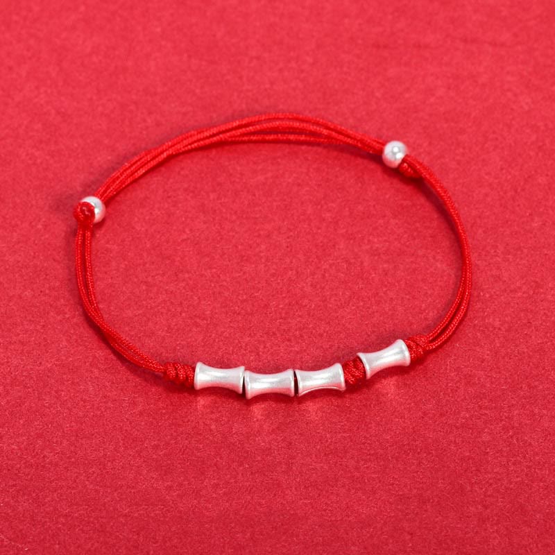Buddha Stones925 スターリングシルバー 竹デザイン 守護幸運 編み込みブレスレット