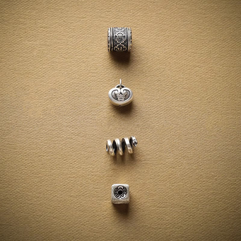 Buddha Stones手作り チベットオーム・マニ・パドメ・フム彫刻 縁起物 お守り ダブルラップ ロープブレスレット