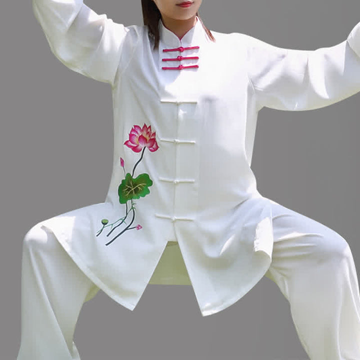 Buddha Stones蓮の花 葉模様 太極拳 瞑想 祈り スピリチュアル 禅 練習 服 レディース セット - image 5