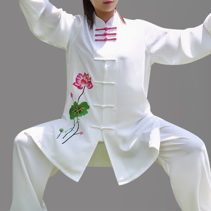 Buddha Stones蓮の花 葉模様 太極拳 瞑想 祈り スピリチュアル 禅 練習 服 レディース セット - image 4