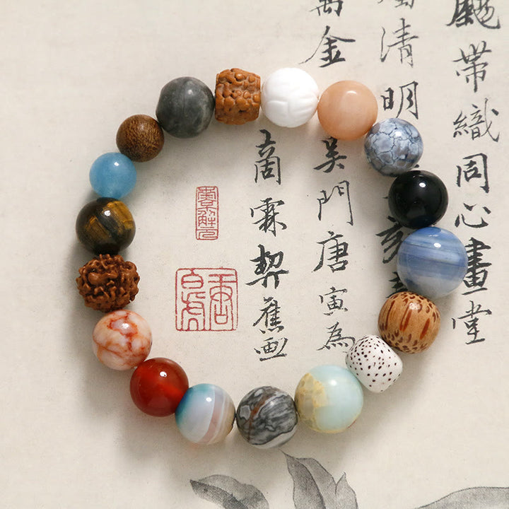 Buddha Stones天然菩提樹の水晶石 瑪瑙 悪霊除けブレスレット