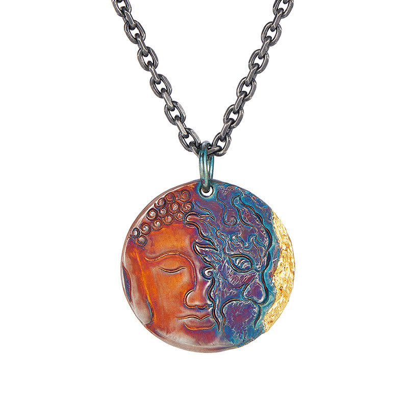 Buddha Stones999スターリングシルバー 24Kゴールド 半悪魔 半仏 慈悲のネックレスペンダント - image 4