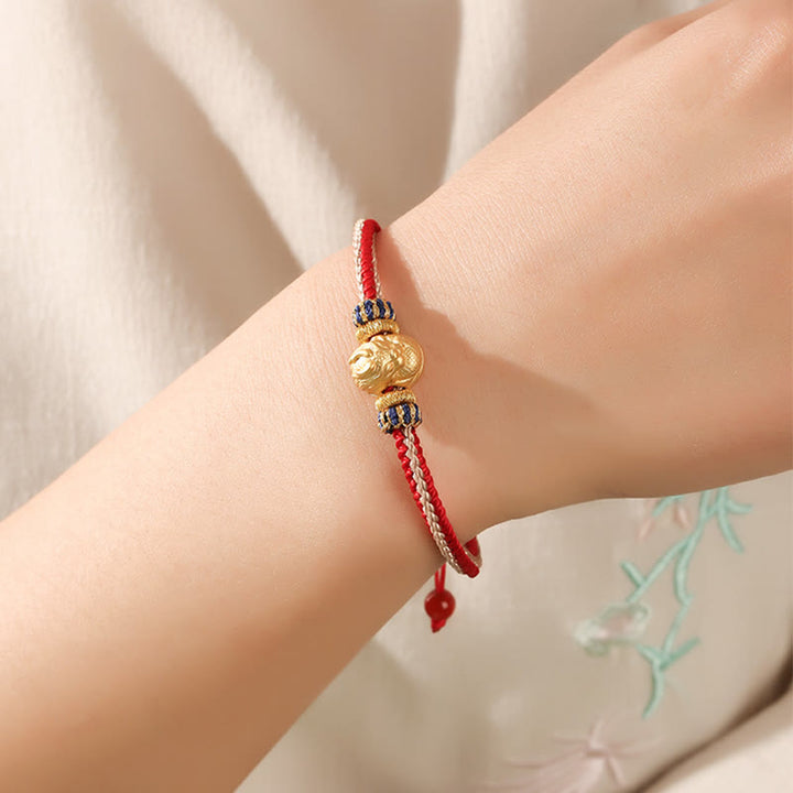 Buddha Stones925スターリングシルバー ベビードラゴン 幸運の力 ハンドメイド編み込みブレスレット