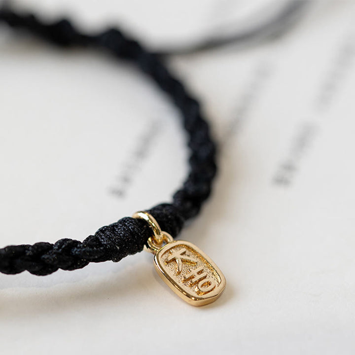 Buddha Stonesカルセドニー ラウンドピースバックル ポジティブストリングブレスレット