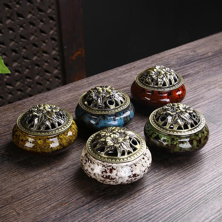 Buddha Stones柄 陶器 祝福 瞑想 香炉 装飾