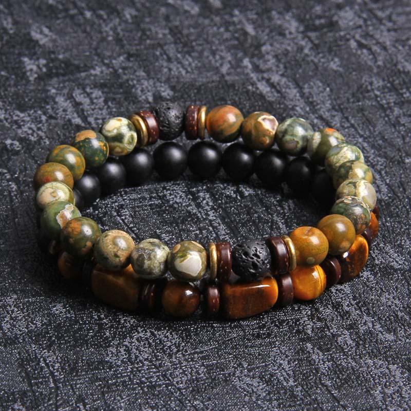 Buddha Stones2個入り ヒーリングクリスタル エンペラーストーン タイガーアイ ビーズブレスレット