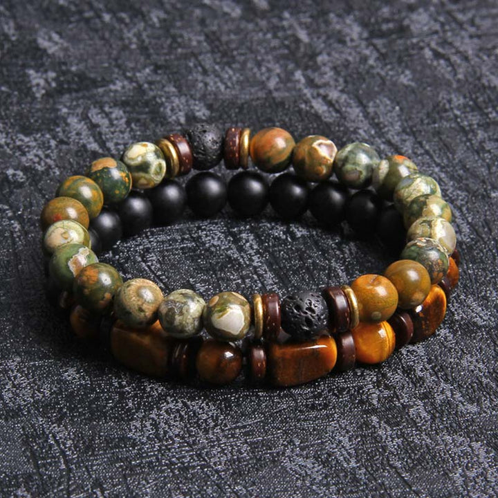 Buddha Stones2個入り ヒーリングクリスタル エンペラーストーン タイガーアイ ビーズブレスレット