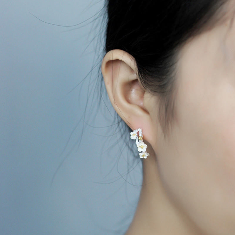 Buddha Stones925スターリングシルバー 梅の花 フローラルブレッシングイヤリング