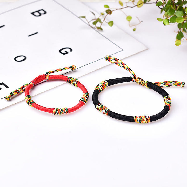 Buddha Stonesチベット手作りカラフルキングコングノット幸運保護編み紐ブレスレット