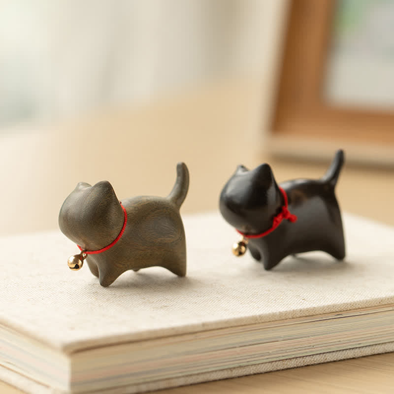 Buddha Stones緑白檀小葉紫檀かわいい猫の動物 心を落ち着かせる平和の装飾 - image 1