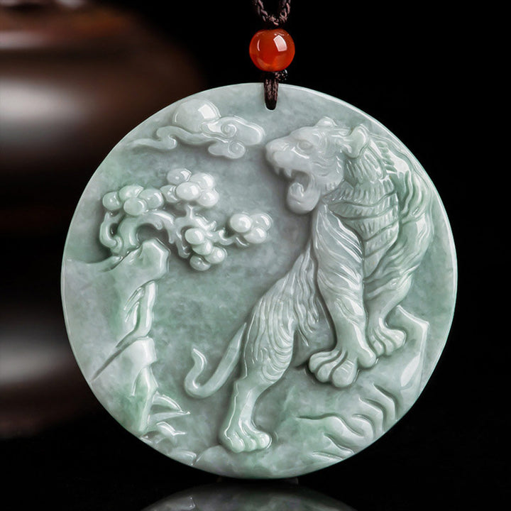 Buddha Stones十二支 虎 翡翠 守護 ネックレス 紐 ペンダント