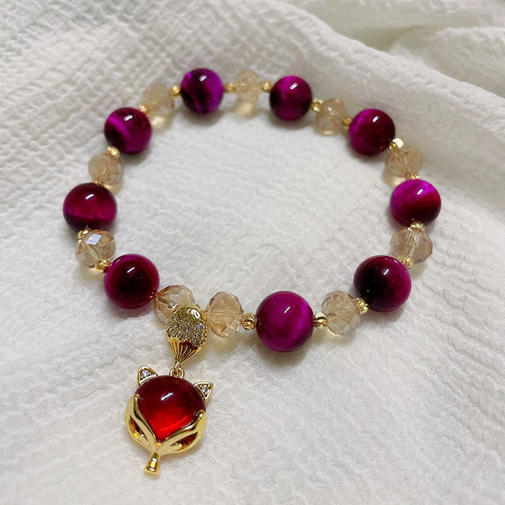 Buddha Stonesレッドタイガーアイ 貔貅 狐 守護 自信 ブレスレット