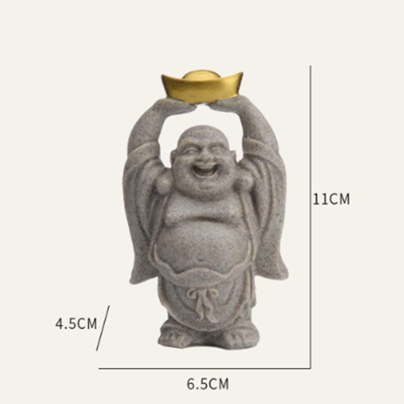 Buddha Stones笑う仏 樹脂像 祝福 室内装飾 - image 5