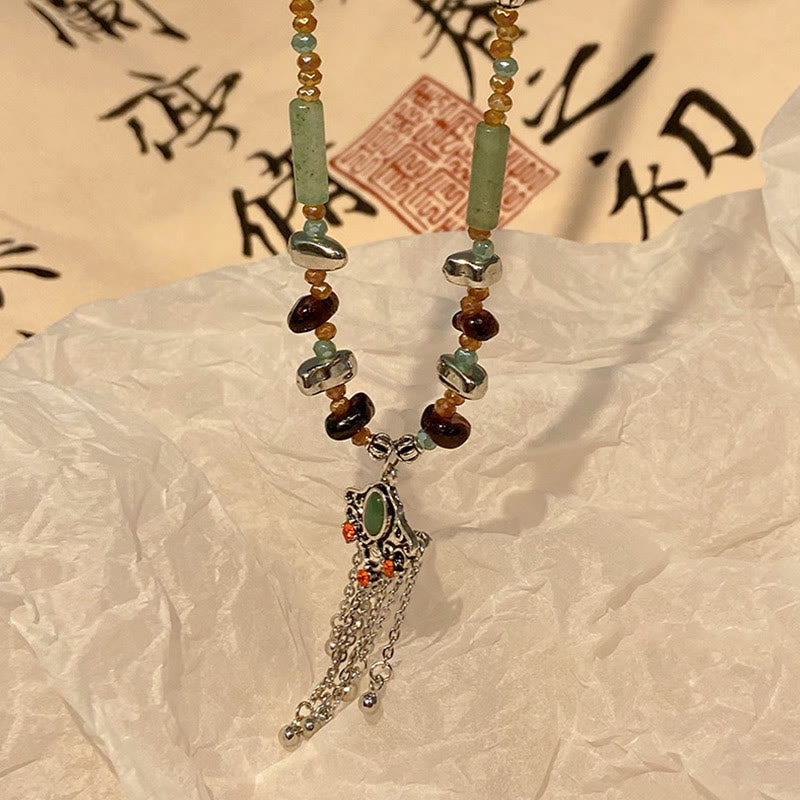 Buddha Stonesチベット水晶石 銅製 幸運のタッセルネックレスペンダント