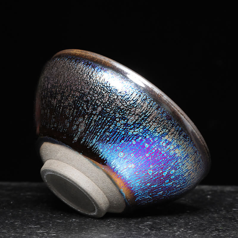 Buddha Stones中国 Jianzhan ブルー カラフル 釉 陶器 ティーカップ 天目 カンフー ティーカップ ギフトボックス付き